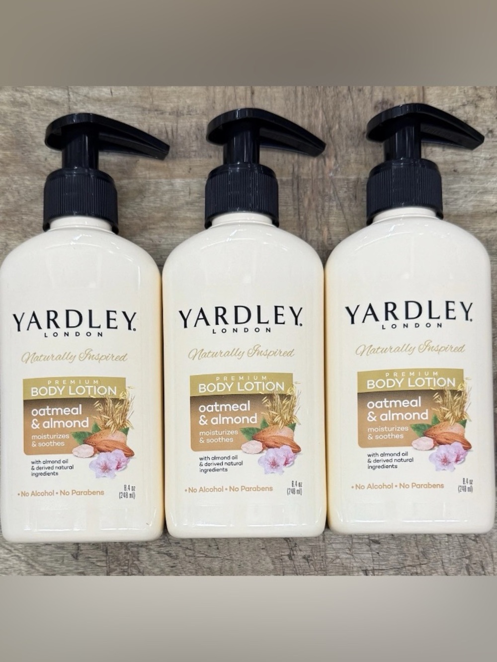 Yardley London Premium Body Lotion Oatmeal & Almond 3pc 8.4 oz Each.